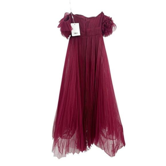 Mac Duggal 20517 Off the Shoulder Tulle A Line Gown Wine Red Size 2 NWT - Picture 9 of 14